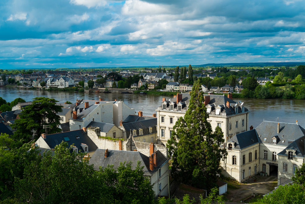 View on the village of Saumur with Loire river, France